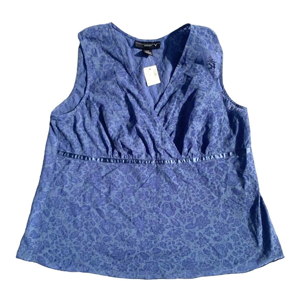 Y2K Dreamy Blue Sheer Floral Soft Victorian Sleeveless Blouse